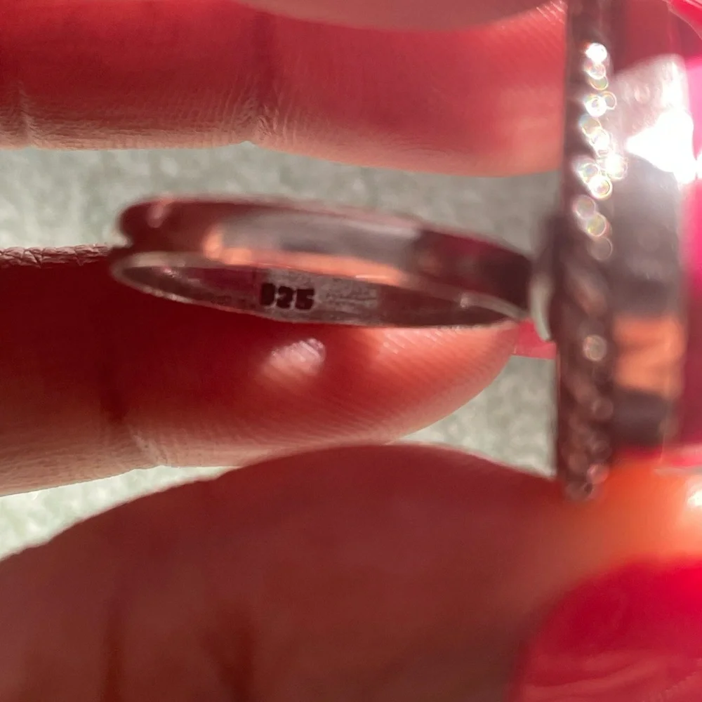 Pink Heart-Shaped Silver Ring - Picture 2 of 2